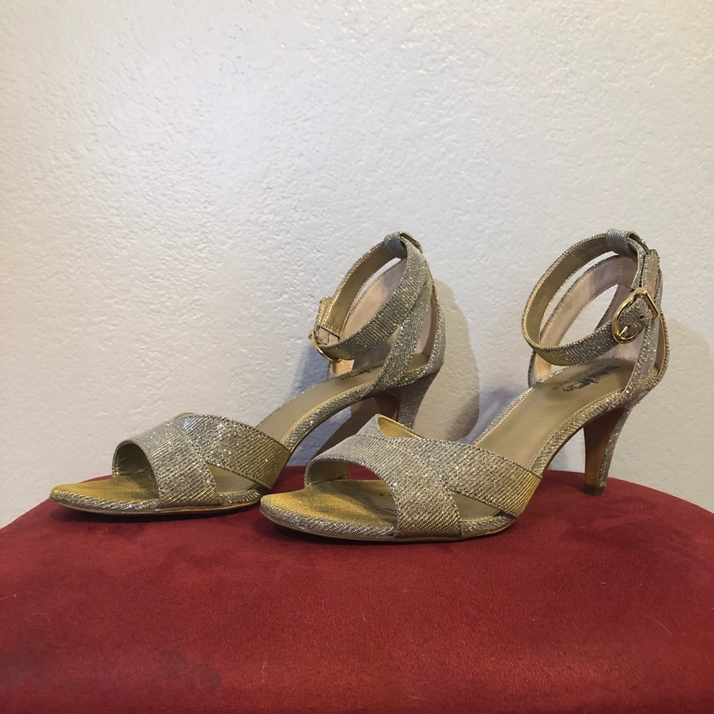Silver and gold holo heels